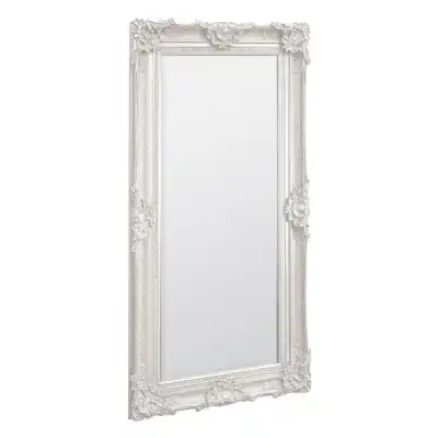 Large Matt White Rectangular French Ornate Leaner Wall Mirror