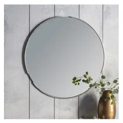 Silver Framed Round Wall Mirror 80cm