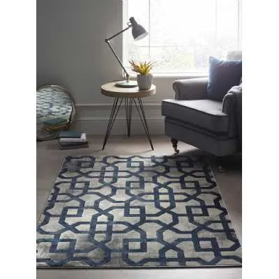 Origins Avanti Woven Polyester Fabric Patterned Rug in Grey and Blue 160x230cm