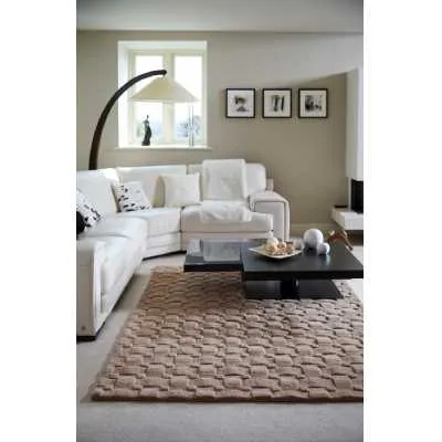 Modern Origins Hand Tufted Basket Weave 3D Blush Pink Wool Rectangular Floor Rug 160x230cm