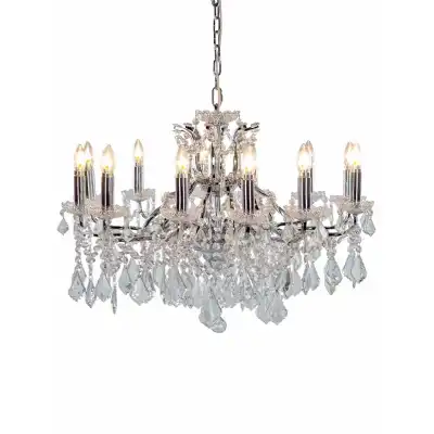Large Chrome 12 Branch Chandelier