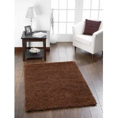 Origins Chicago Chocolate Polyester Extra Large Shaggy Floor Rug Hand Tufted 200x290cm