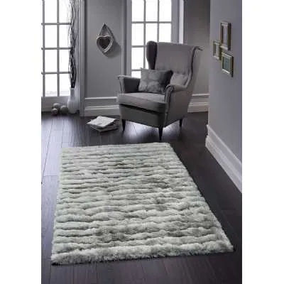 Origins Carved Glamour Modern Polyester Tufted Floor Rug in Silver 160x230cm