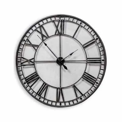 Large Black Round Metal Skeleton Wall Clock