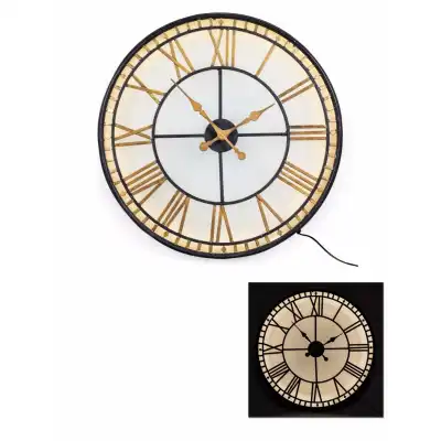 Black and Gold Back Light Westminster Round Wall Clock