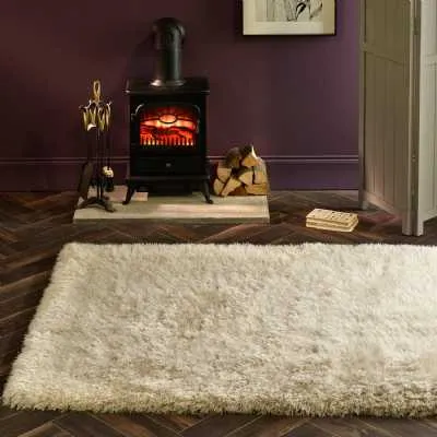 Origins Extravagence Ivory Polyester Tufted Thick Shaggy Plain Shaggy Rug 160x230cm