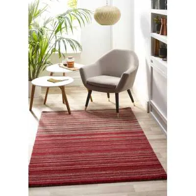 Origins Fine Red Stripes Hand Loom Woven Pure Wool Rectangular Floor Rug 160x230cm