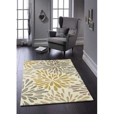 Origins Hand Tufted Grey Pure Wool Floral Design Rectangular Floor Rug 160x230cm