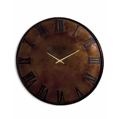 Antiqued Iron Large Round Wall Clock 90cm Diameter