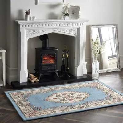 Traditional Origins Shensi Hand Tufted Pure Wool Blue Floral Pattern Rug 150x240cm