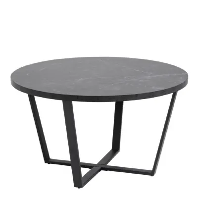 Amble Round Coffee Table with Black Marble Effect Top