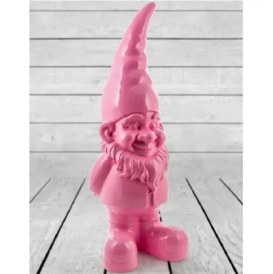 Large Pink Standing Gnome Figure