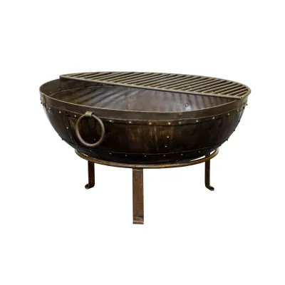 Round Large Metal Outdoor Kadhai Pot with Stand