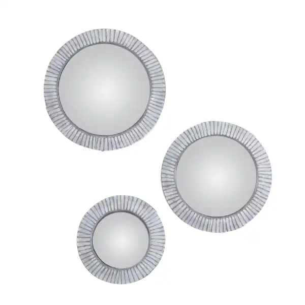 Convex Mirror Grey Wash Set of 3